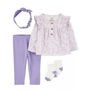 Carters Purple Floral Outfit Set Newborn NWT